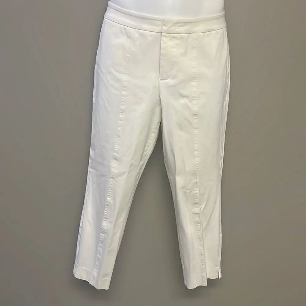 NYDJ Cream Ankle Pants with Front and Back Pleating